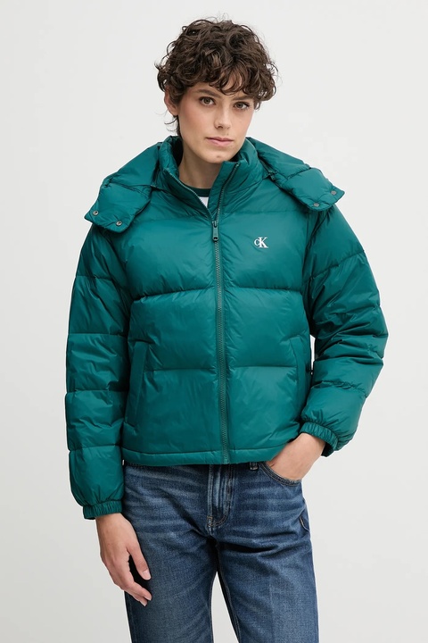Calvin Klein Jeans kurtka puchowa kolor turkusowy zimowa oversize LV047D501G - zdjęcie produktu nr 1