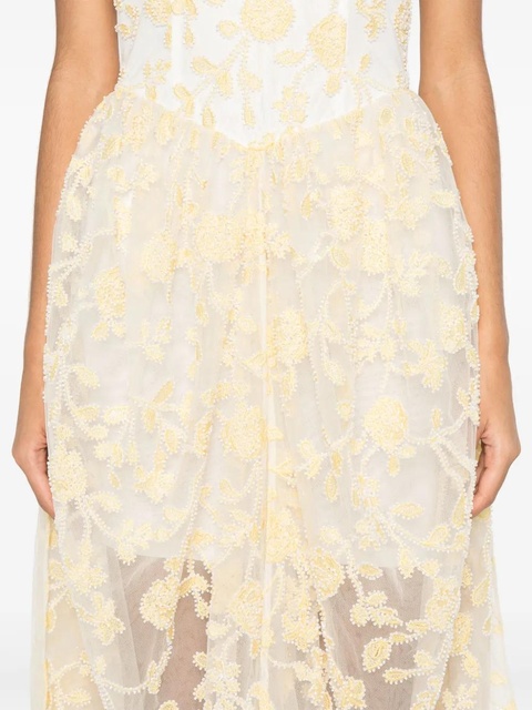 ROTATE BIRGER CHRISTENSEN floral-beaded midi dress - Yellow - zdjęcie produktu nr 2