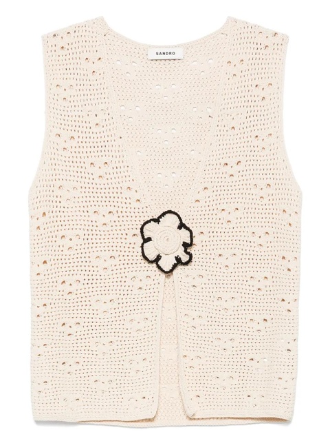 SANDRO crochet vest - Neutrals - zdjęcie produktu nr 1