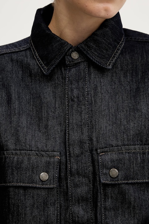 Sisley koszula damska kolor granatowy regular z kołnierzykiem klasycznym 547ZLQ09D - zdjęcie produktu nr 1