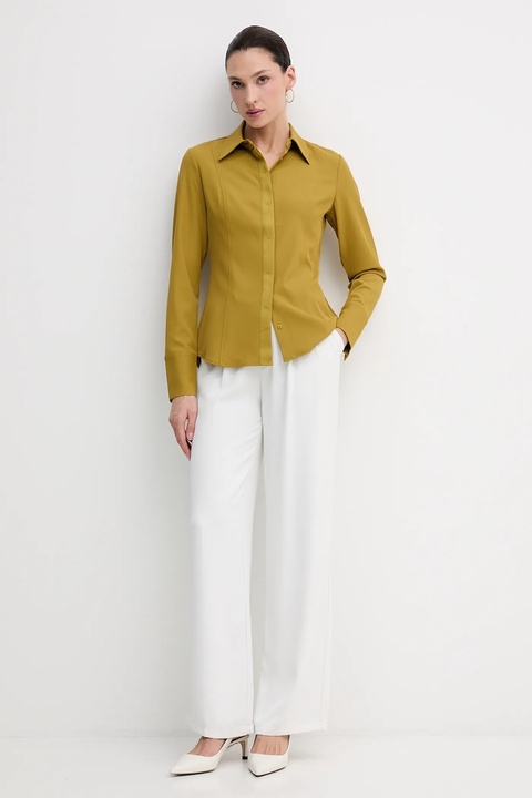 Sisley koszula damska kolor zielony regular z kołnierzykiem klasycznym 5SLFLQ0A0 - zdjęcie produktu nr 2