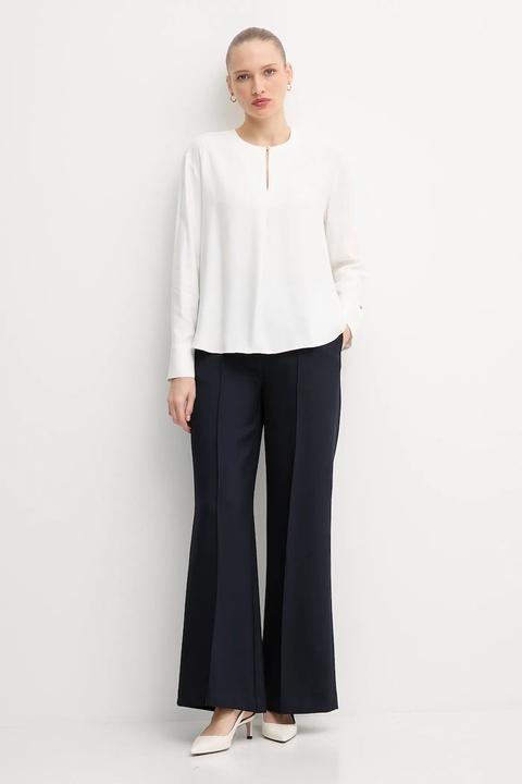Tommy Hilfiger spodnie damskie kolor granatowy dzwony high waist WW0WW48406 - zdjęcie produktu nr 2