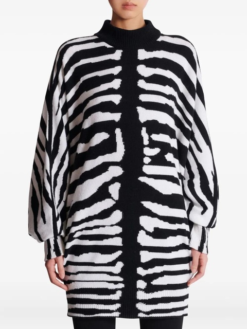 Balmain zebra-intarsia mini dress - White - zdjęcie produktu nr 1