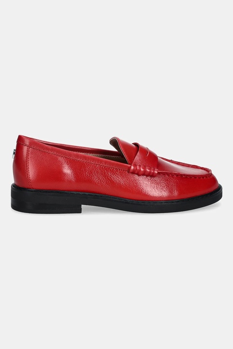 Steve Madden mokasyny skórzane Adison damskie kolor czerwony na płaskim obcasie 11004736 - zdjęcie produktu nr 2