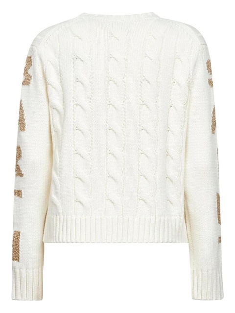 MC2 Saint Barth cable-knit lettering sleeves sweater - White - zdjęcie produktu nr 2