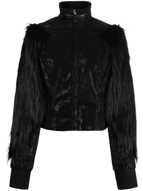MISBHV logo-engraved faux-fur biker jacket - Black - zdjęcie produktu nr 1
