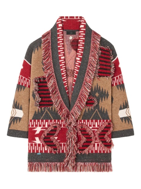 Alanui Grunge Anthem fringed patterned coat - Brown - zdjęcie produktu nr 1