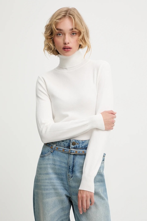 Answear.LAB sweter z wełną damski kolor beżowy lekki z golfem - zdjęcie produktu nr 1