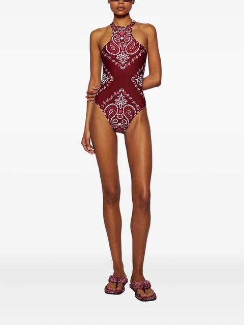 The Attico bandana-print halterneck swimsuit - Red - zdjęcie produktu nr 1