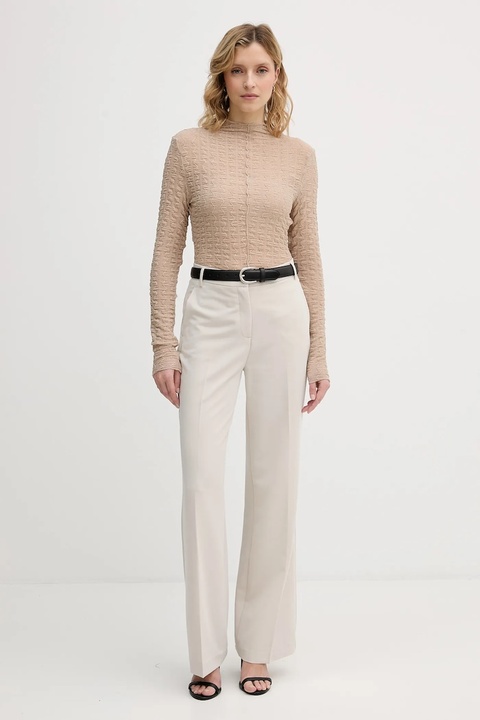 Sisley bluzka damska kolor beżowy gładka 3ELRL108B - zdjęcie produktu nr 2