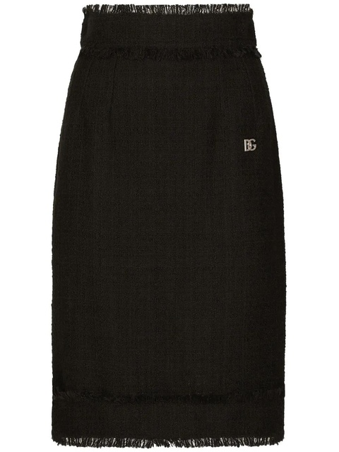 Dolce & Gabbana DG-plaque tweed midi skirt - Black - zdjęcie produktu nr 1