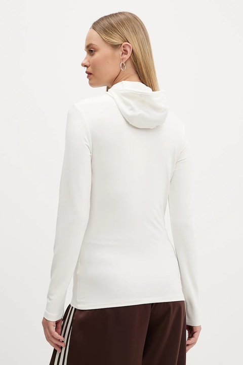 adidas Originals bluza Premium Essentials damska kolor beżowy z kapturem gładka JY2907 - zdjęcie produktu nr 2