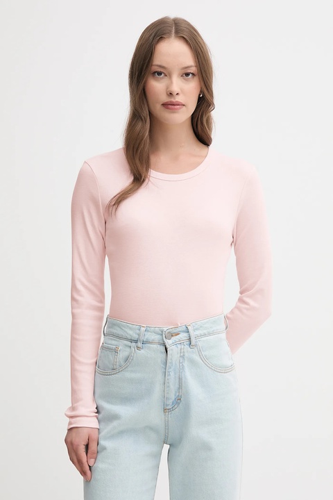United Colors of Benetton longsleeve bawełniany kolor różowy 3GA2E16F9 - zdjęcie produktu nr 1