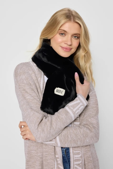 Bizuu szalik FLUFFY damski kolor czarny gładki FLUFFY CZARNY - zdjęcie produktu nr 2