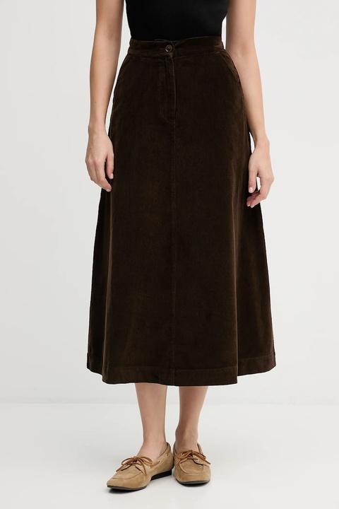 United Colors of Benetton spódnica bawełniana kolor brązowy midi rozkloszowana 494BD0058 - zdjęcie produktu nr 1