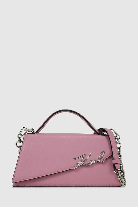 Karl Lagerfeld torebka skórzana K/SIGNATURE kolor różowy A1W30458 - zdjęcie produktu nr 1