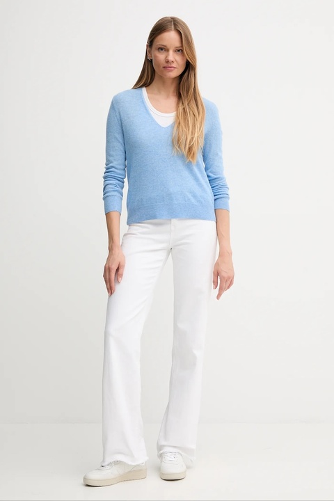 United Colors of Benetton sweter wełniany damski kolor niebieski lekki 1002D401Y - zdjęcie produktu nr 2