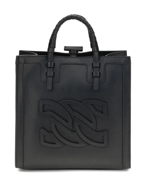Casadei braided-handle embossed-logo tote bag - Black - zdjęcie produktu nr 1