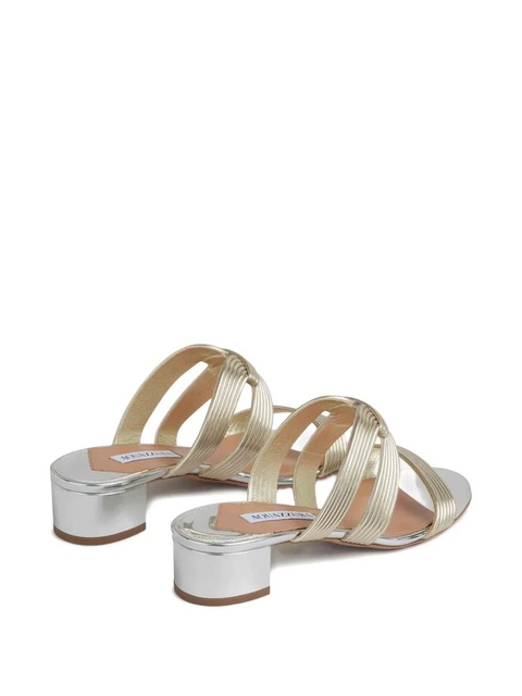 Aquazzura ribbed-strap metallic sandals - Gold - zdjęcie produktu nr 2