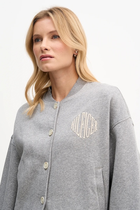 Tommy Hilfiger bluza damska kolor szary z aplikacją WW0WW47847 - zdjęcie produktu nr 2