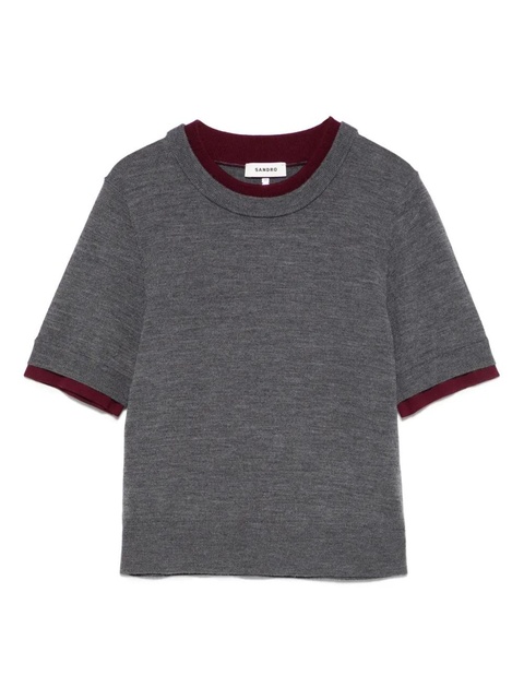 SANDRO contrasting-trim t-shirt - Grey - zdjęcie produktu nr 1