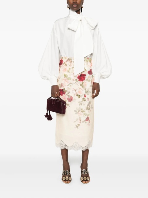 ZIMMERMANN floral-print lace-trimmed skirt - Neutrals - zdjęcie produktu nr 1