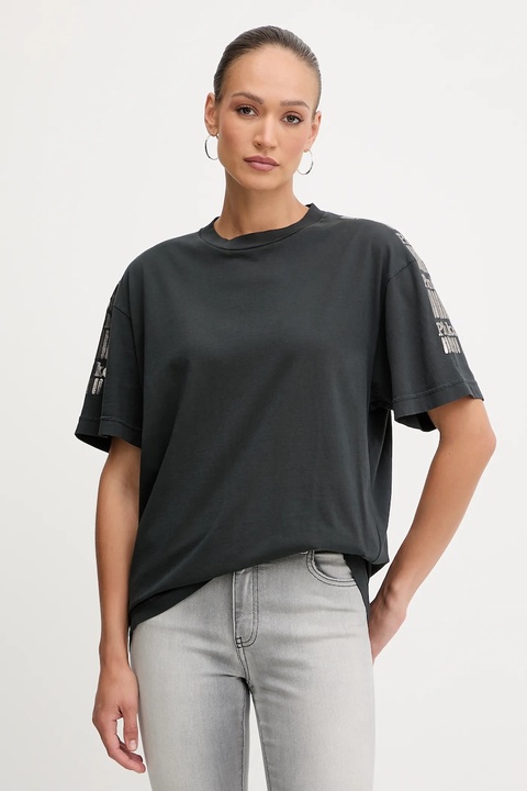 Pinko t-shirt bawełniany damski kolor szary 105755 A2V0 - zdjęcie produktu nr 1