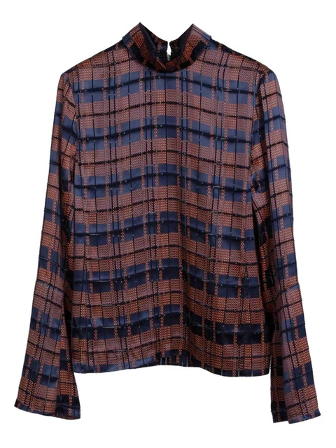 3.1 Phillip Lim Hester plaid high-neck blouse - Blue - zdjęcie produktu nr 1