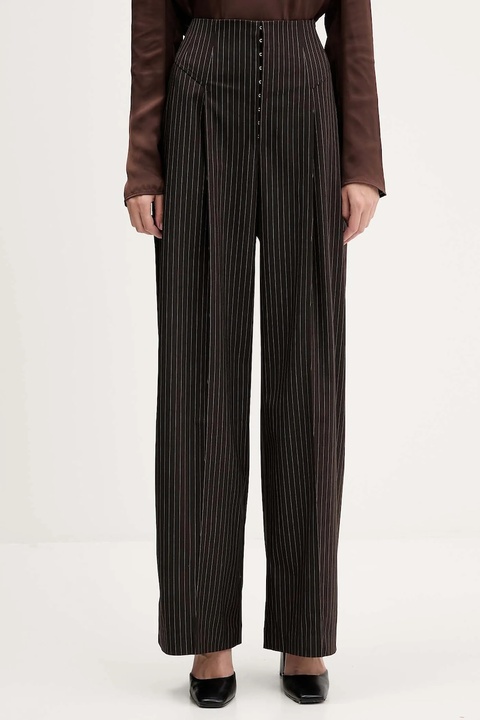 Rotate spodnie damskie kolor brązowy szerokie high waist 1146983065 - zdjęcie produktu nr 1