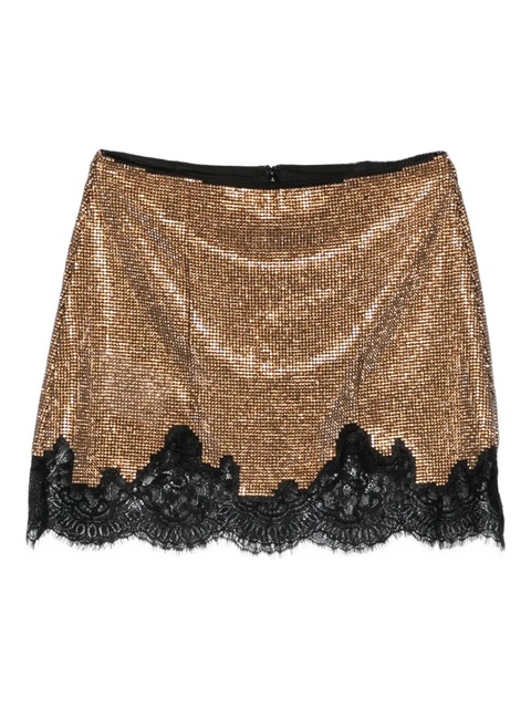 Self-Portrait lace-trim mini skirt - Brown - zdjęcie produktu nr 1