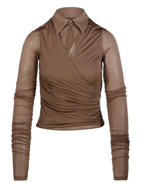 Max Mara Aiello ruched collared shirt - Brown - zdjęcie produktu nr 2