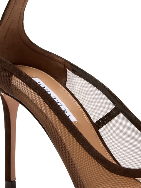 Aquazzura 85mm Love Affair ankle-strap mesh pumps - Brown - zdjęcie produktu nr 2