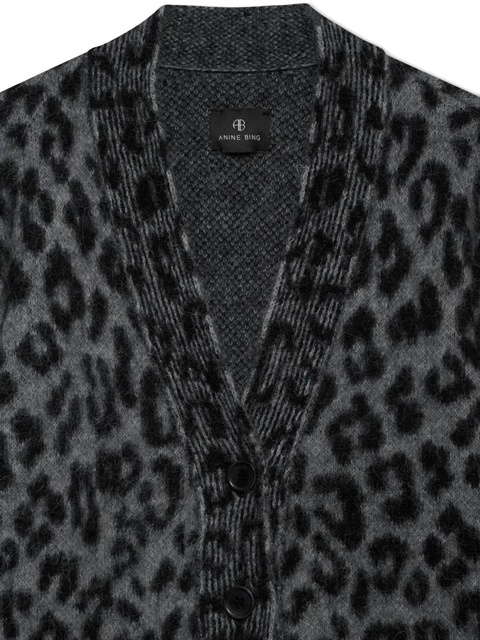 ANINE BING leopard-pattern button-up cardigan - Black - zdjęcie produktu nr 2