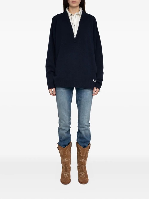 Zadig&Voltaire Swyny V-neck embroidered sweater - Blue - zdjęcie produktu nr 2