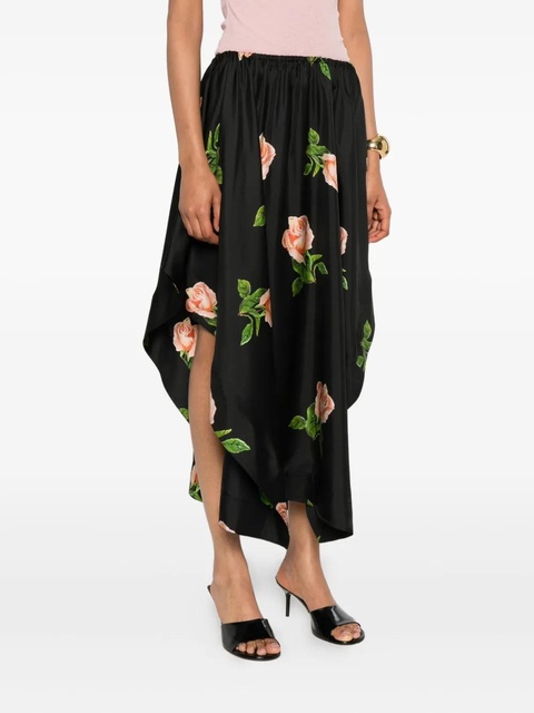 Nanushka rose-print drape-hem skirt - Black - zdjęcie produktu nr 2