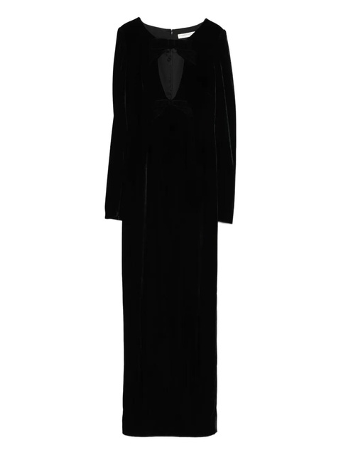Alessandra Rich bow-detail velvet gown - Black - zdjęcie produktu nr 1