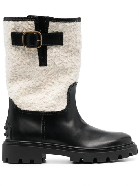 Tod's bouclé -detail leather boots - Black - zdjęcie produktu nr 1