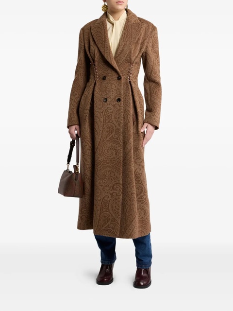 ETRO paisley lace-up wool coat - Brown - zdjęcie produktu nr 2