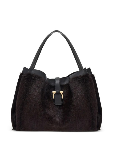 Ferragamo mink-effect leather tote bag - Brown - zdjęcie produktu nr 1