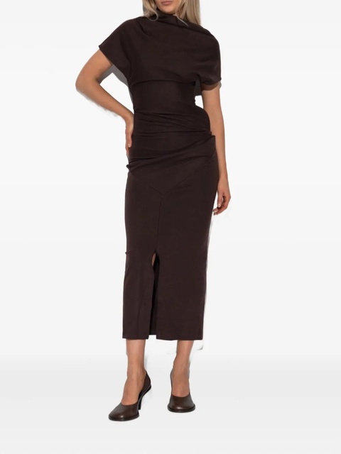 ENTIRE STUDIOS draped split midi dress - Brown - zdjęcie produktu nr 2