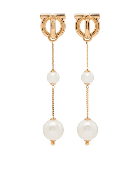 Ferragamo Gancini pearl-embellished drop earrings - Gold - zdjęcie produktu nr 1