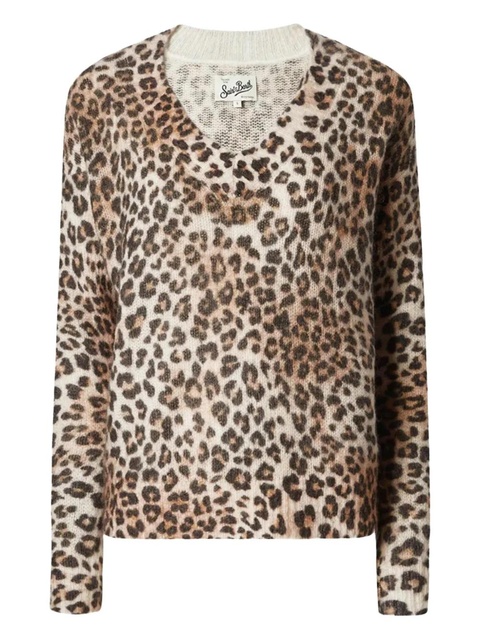 MC2 Saint Barth leopard v-neck sweater - Neutrals - zdjęcie produktu nr 1