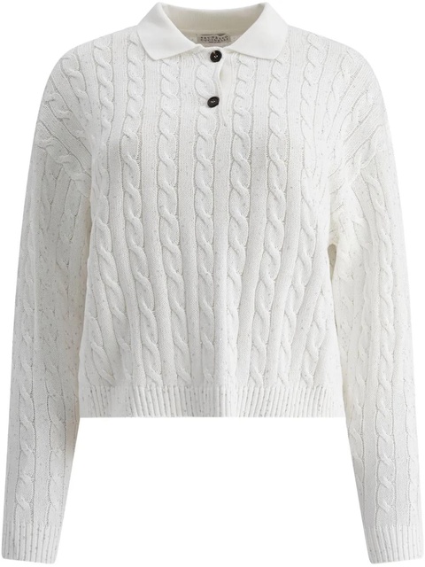 Burberry cable-knit polo sweater - White - zdjęcie produktu nr 1