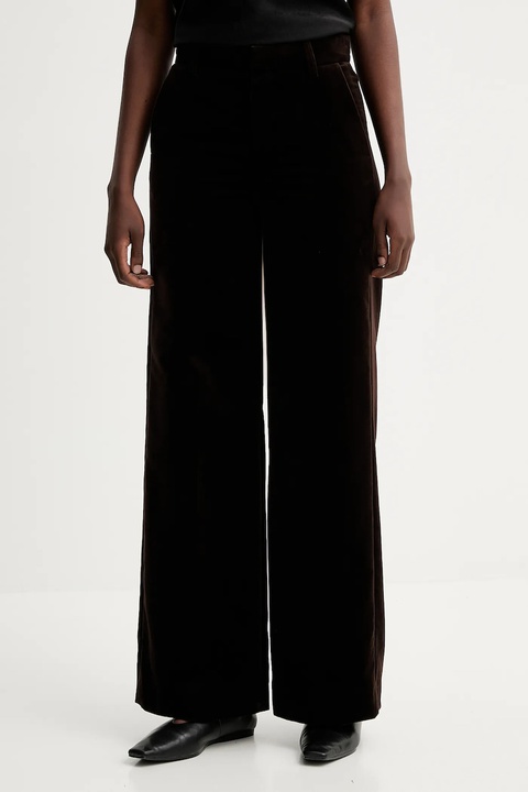 ZADIG&VOLTAIRE spodnie welurowe damskie kolor brązowy proste high waist WWPA01868 - zdjęcie produktu nr 1