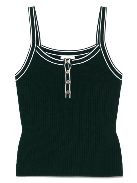 SANDRO stripe-trim top - Green - zdjęcie produktu nr 1