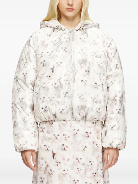 Diesel kitten-print hooded puffer jacket - White - zdjęcie produktu nr 2