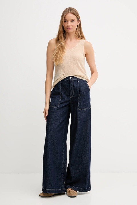 United Colors of Benetton top z wełną kolor beżowy 109PDH01F - zdjęcie produktu nr 2