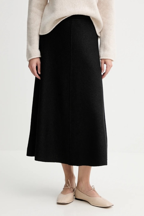 Marc O'Polo spódnica z dodatkiem wełny kolor czarny midi rozkloszowana 510607720127 - zdjęcie produktu nr 1