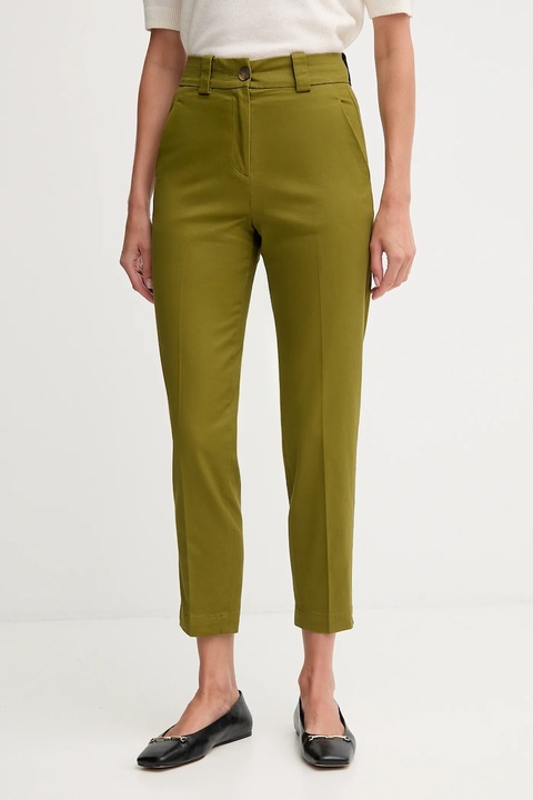United Colors of Benetton spodnie damskie kolor zielony dopasowane high waist 4FRXDF096 - zdjęcie produktu nr 1