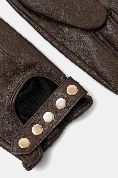 Medicine rękawiczki skórzane damskie kolor brązowy - zdjęcie produktu nr 1